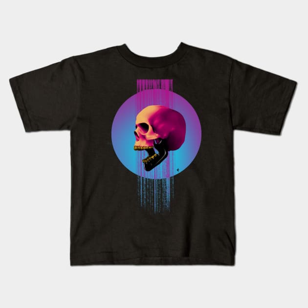 Neon Skull Tee Kids T-Shirt by JoshWhiteArt